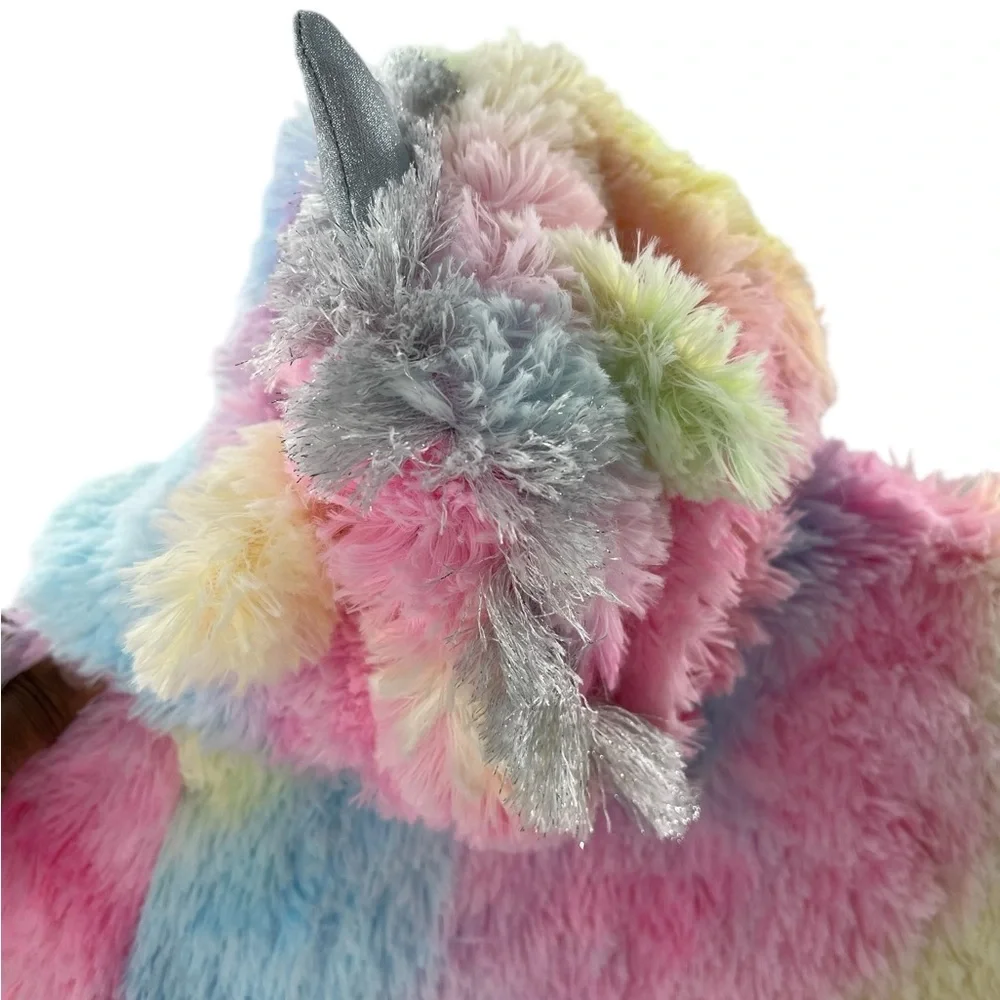 NWT Chenault Multicolor Unicorn Kids Furry Puffer Jacket